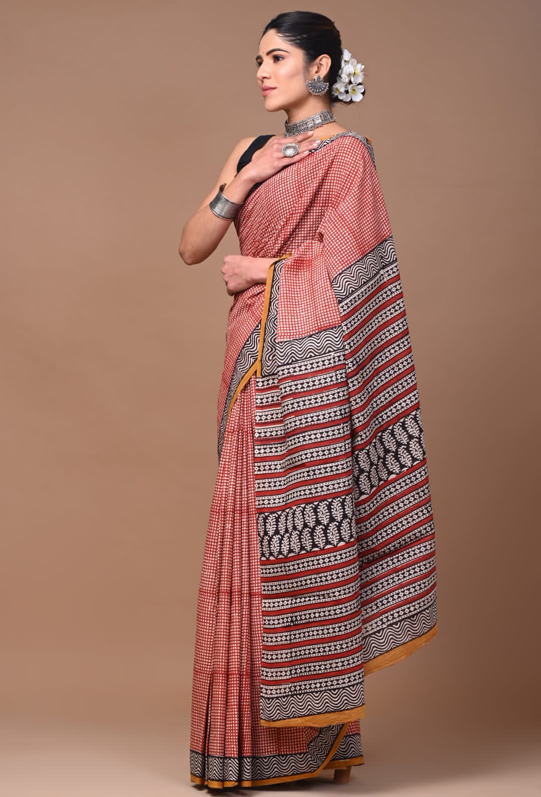 Red Checkered Cotton Mulmul