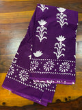 Cotton Mulmul Violet Designer Saree