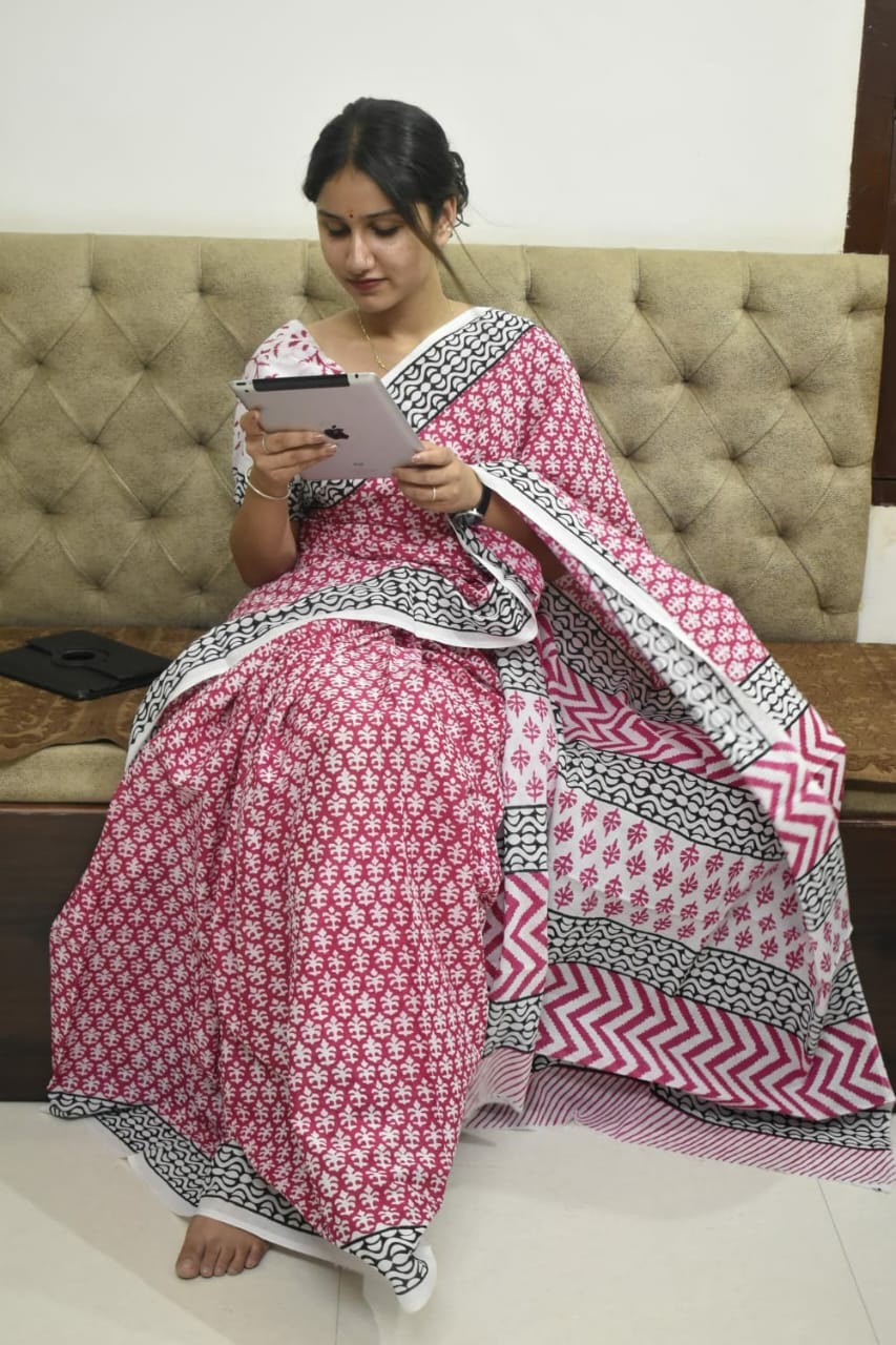 Pure cotton mulmul saree