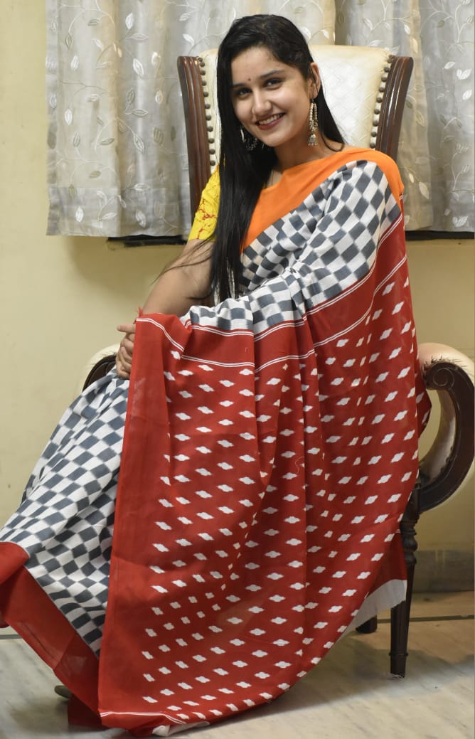 Ganga Jamuna border cotton mulmul saree