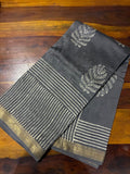 Maheswari Silk Bagru Print Saree - Grey