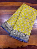 Maheswari Silk Bagru Print Saree - Yellow