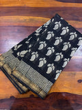 Maheswari Silk Bagru Print Silk - Black