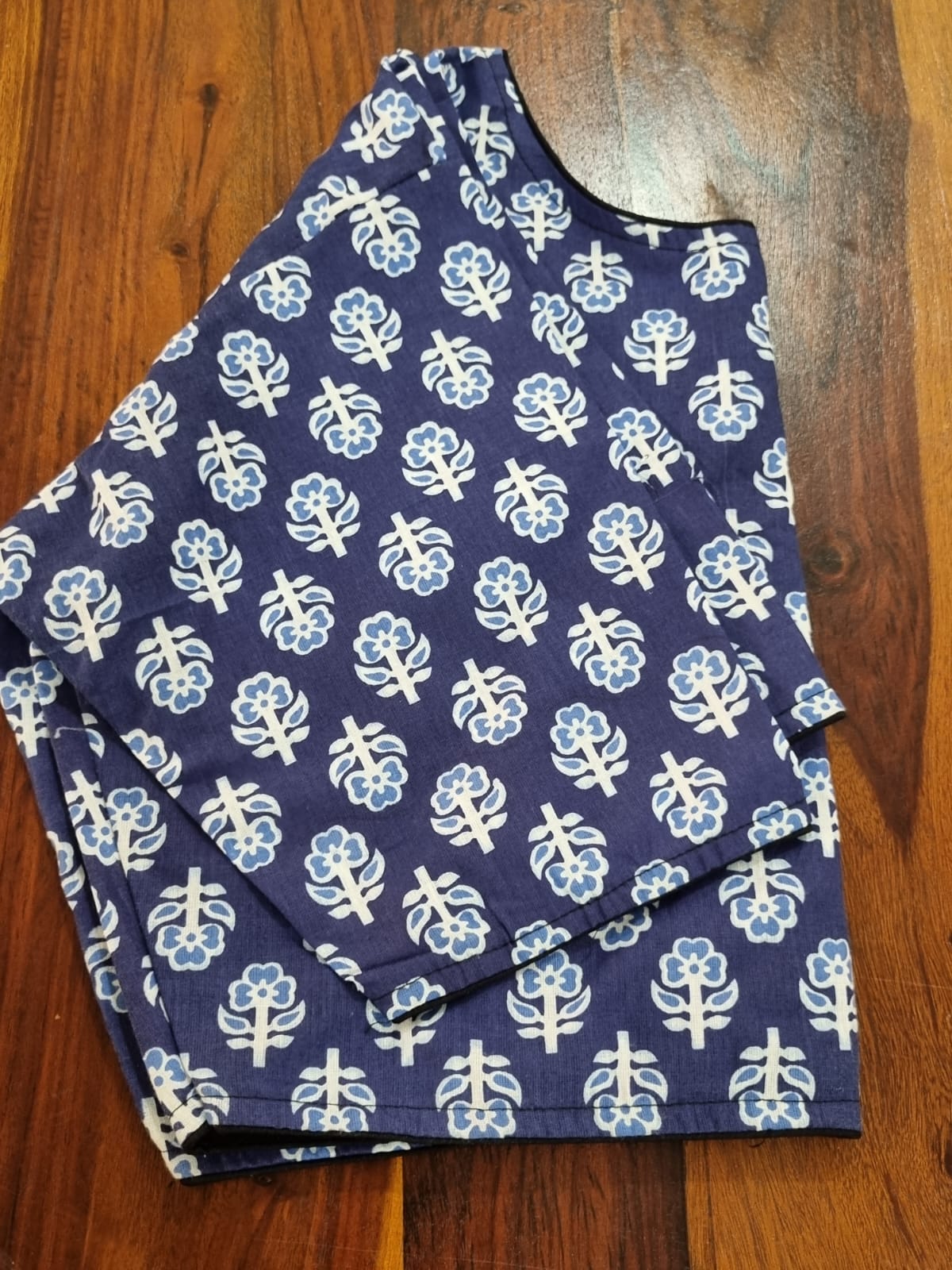 Indigo flower Print Cotton blouse
