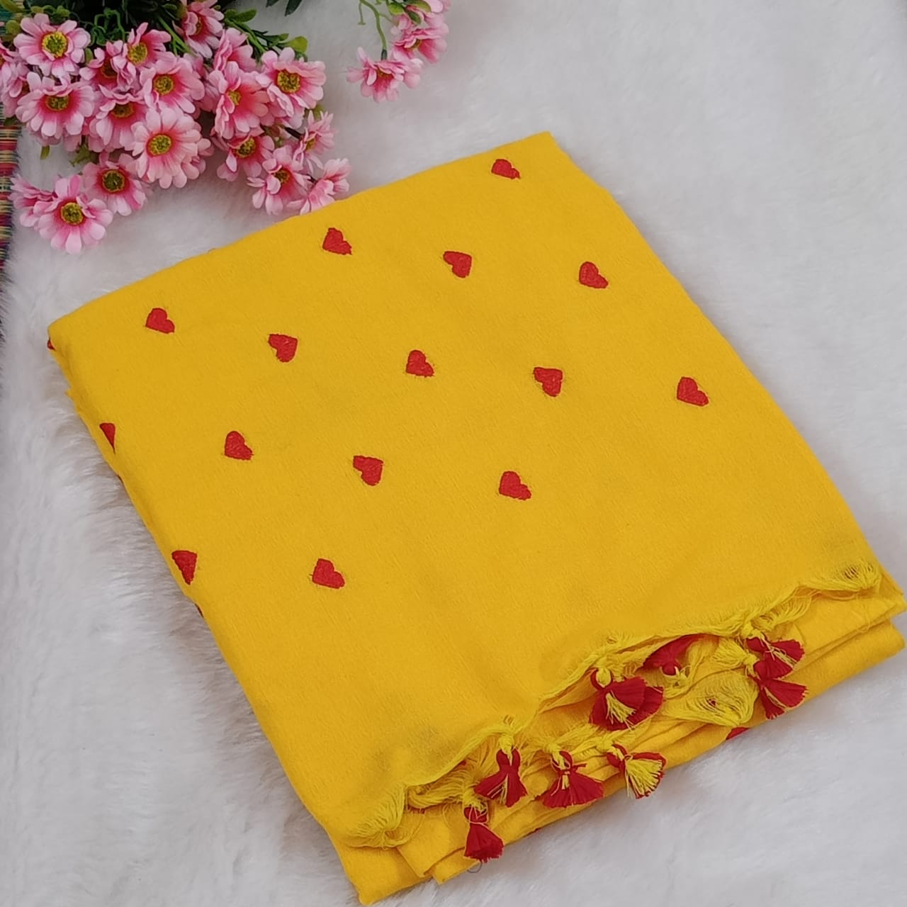 Heart embroidery khadi cotton