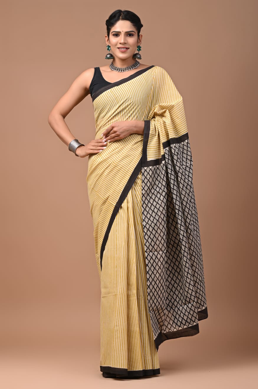 Yello Stripe Cotton Mulmul